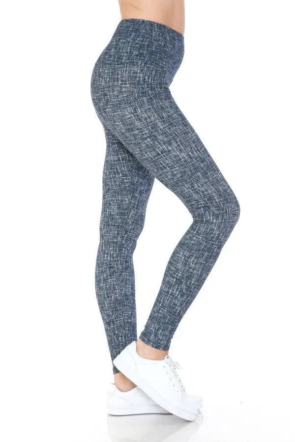 5-inch Long Yoga Style Banded Lined Multi Printed Knit Legging With High Waist Sunny EvE Fashion