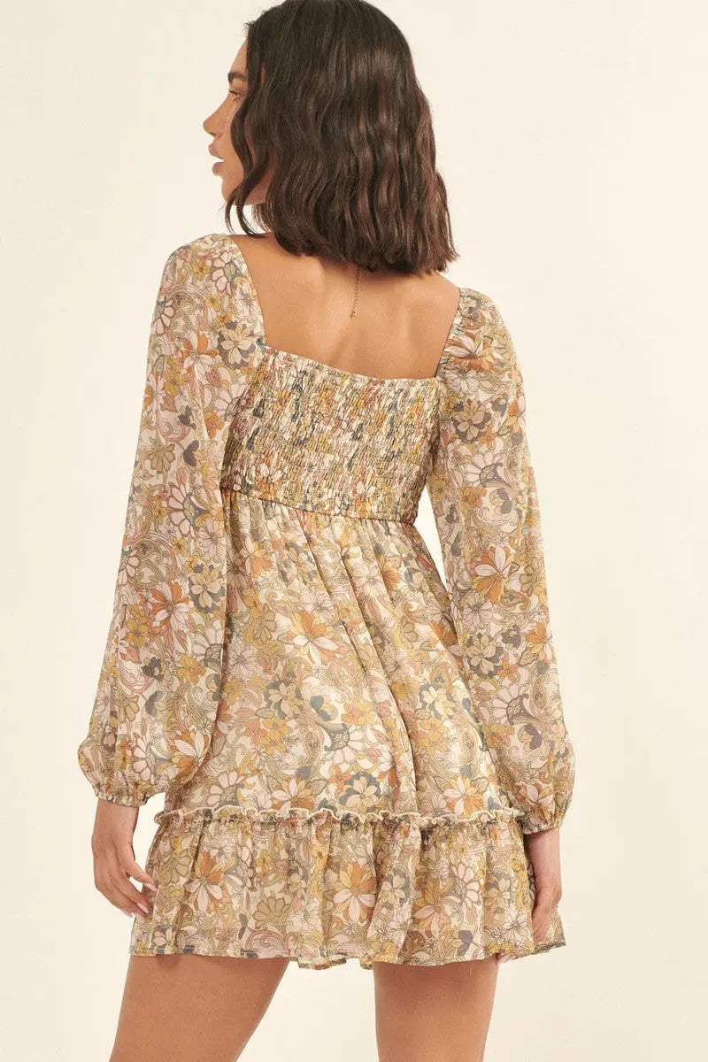 A Floral Print, Woven Mini Dress Sunny EvE Fashion