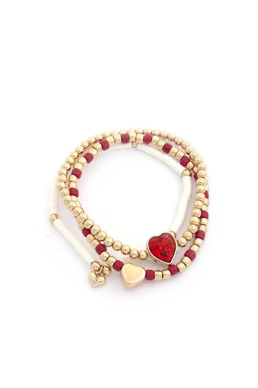 Crystal Heart Beaded Assorted Bracelet Set Sunny EvE Fashion