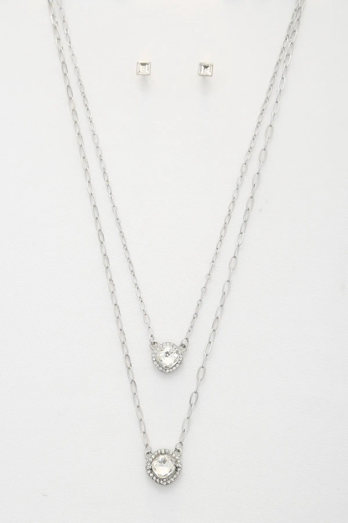 Double Crystal Metal Layered Necklace Sunny EvE Fashion