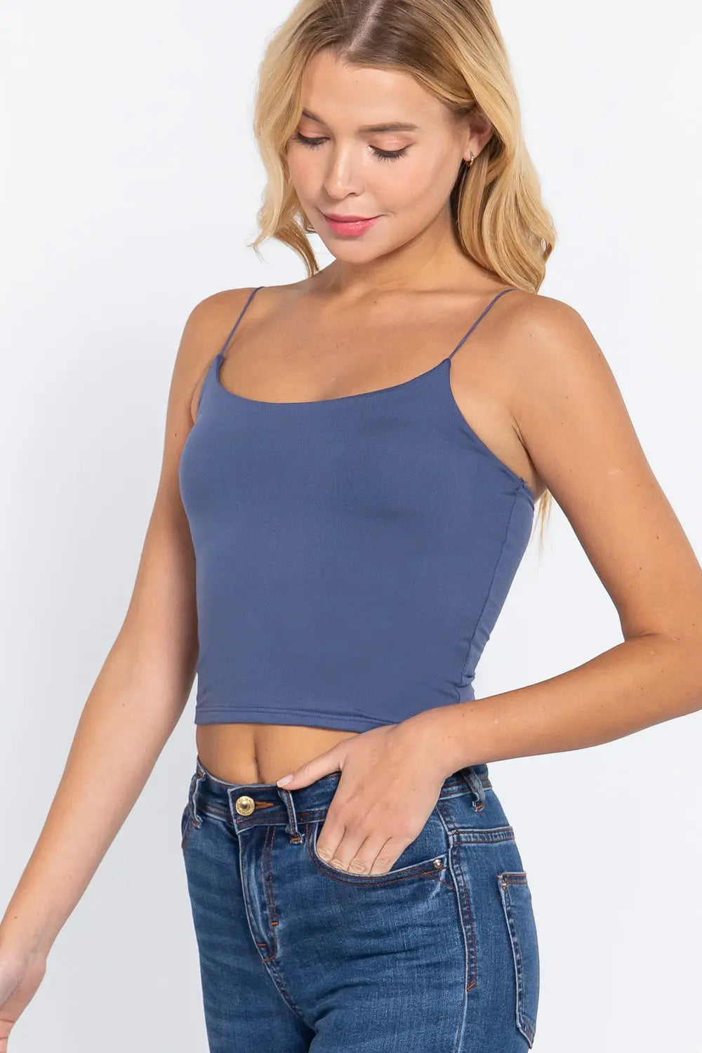 Elastic Strap Two Ply Dty Brushed Knit Cami Top Sunny EvE Fashion