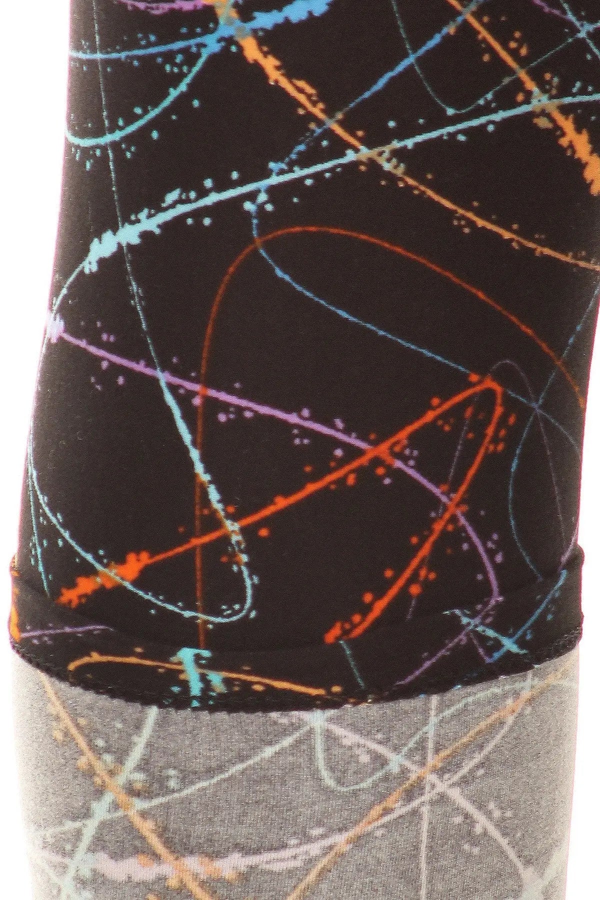 Multicolored Scribble Print, High Waisted Leggings In A Fitted Style With And Elastic Waist Sunny EvE Fashion