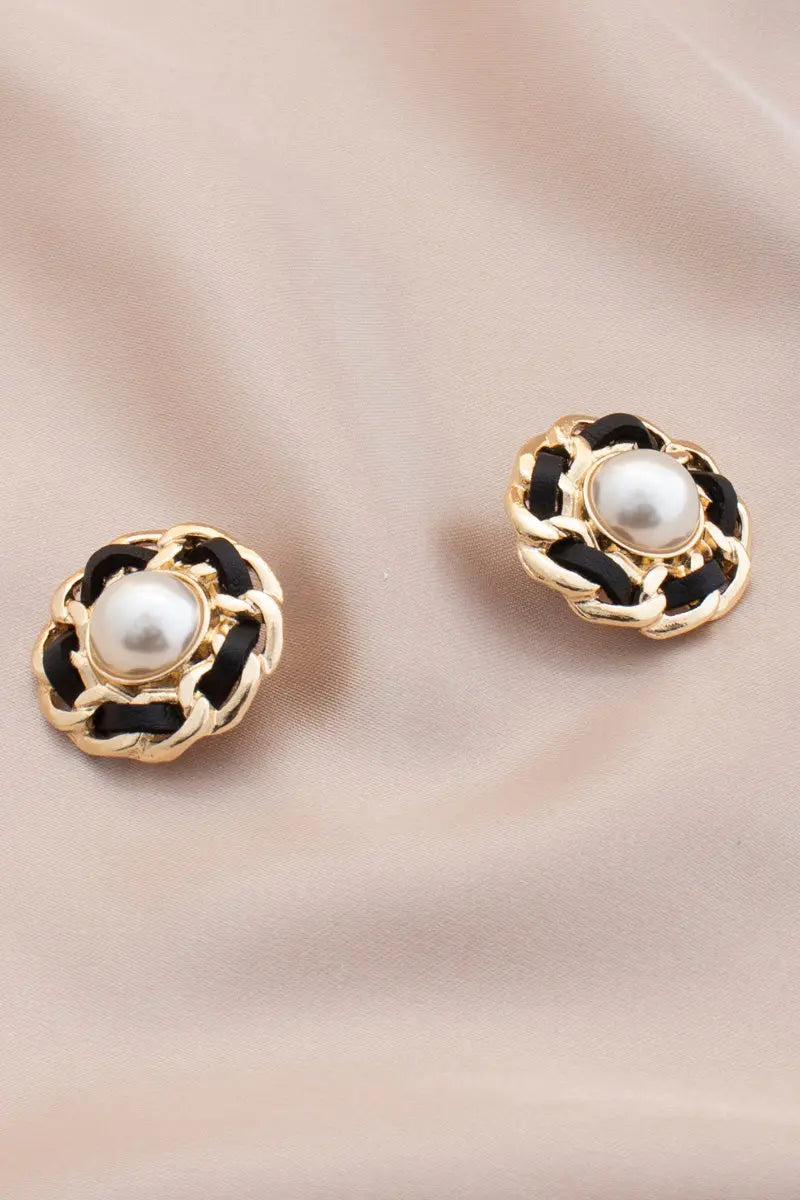 Pearl Curb Link Round Metal Earring Sunny EvE Fashion