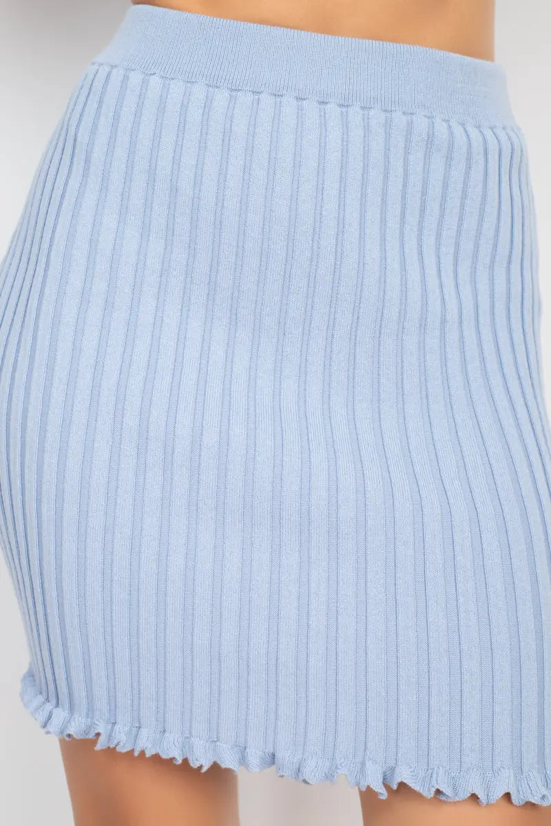 Ruffle Trim Hem Ribbed Mini Skirt Sunny EvE Fashion
