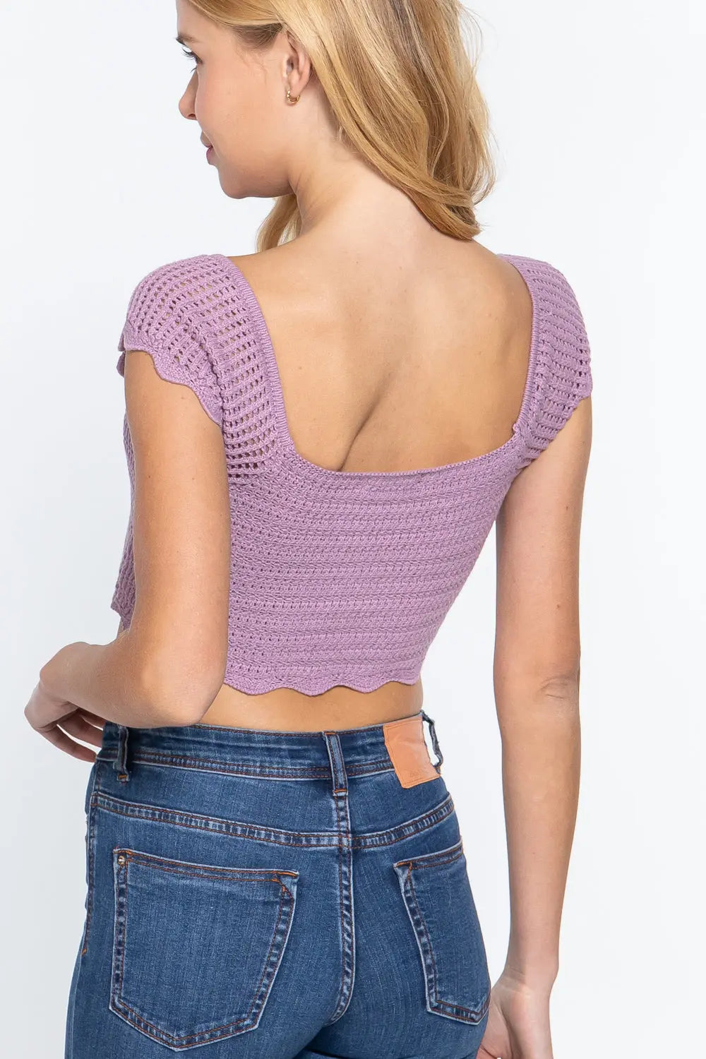 Short Sleeve V-neck Front Knot Detail Sweater Knit Crop Top Sunny EvE Fashion