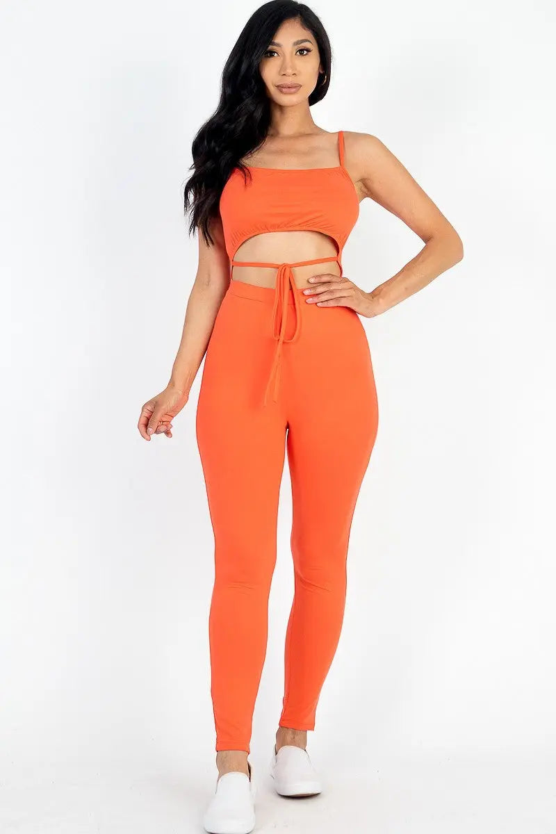 Solid Tie Front Cut Out Jumpsuit Sunny EvE Fashion