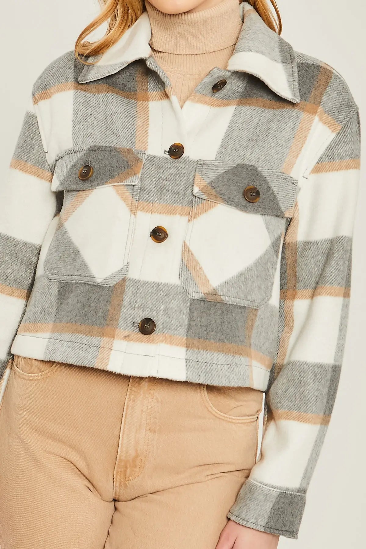 Yarn Dyed Plaid Button Up Jacket Sunny EvE Fashion