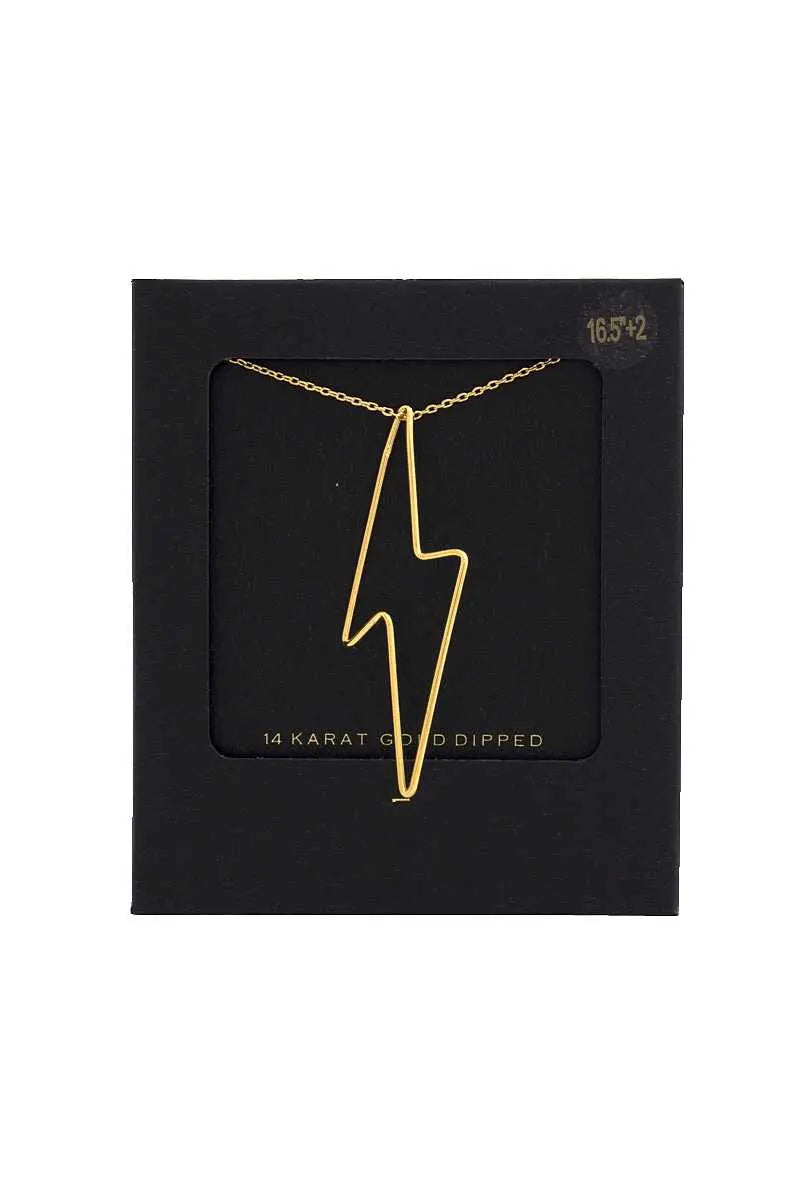 14k Gold Dipped Lightning Bolt Charm Necklace Sunny EvE Fashion