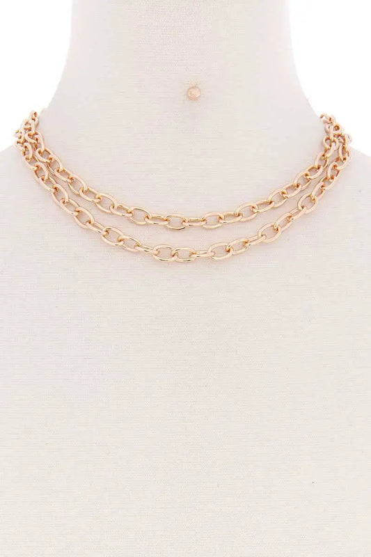 2 Simple Chain Metal Layered Necklace Sunny EvE Fashion