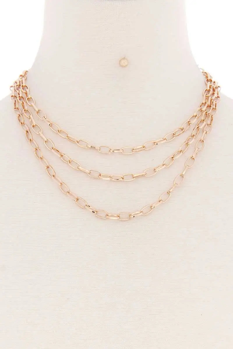 3 Simple Metal Chain Layered Necklace Sunny EvE Fashion