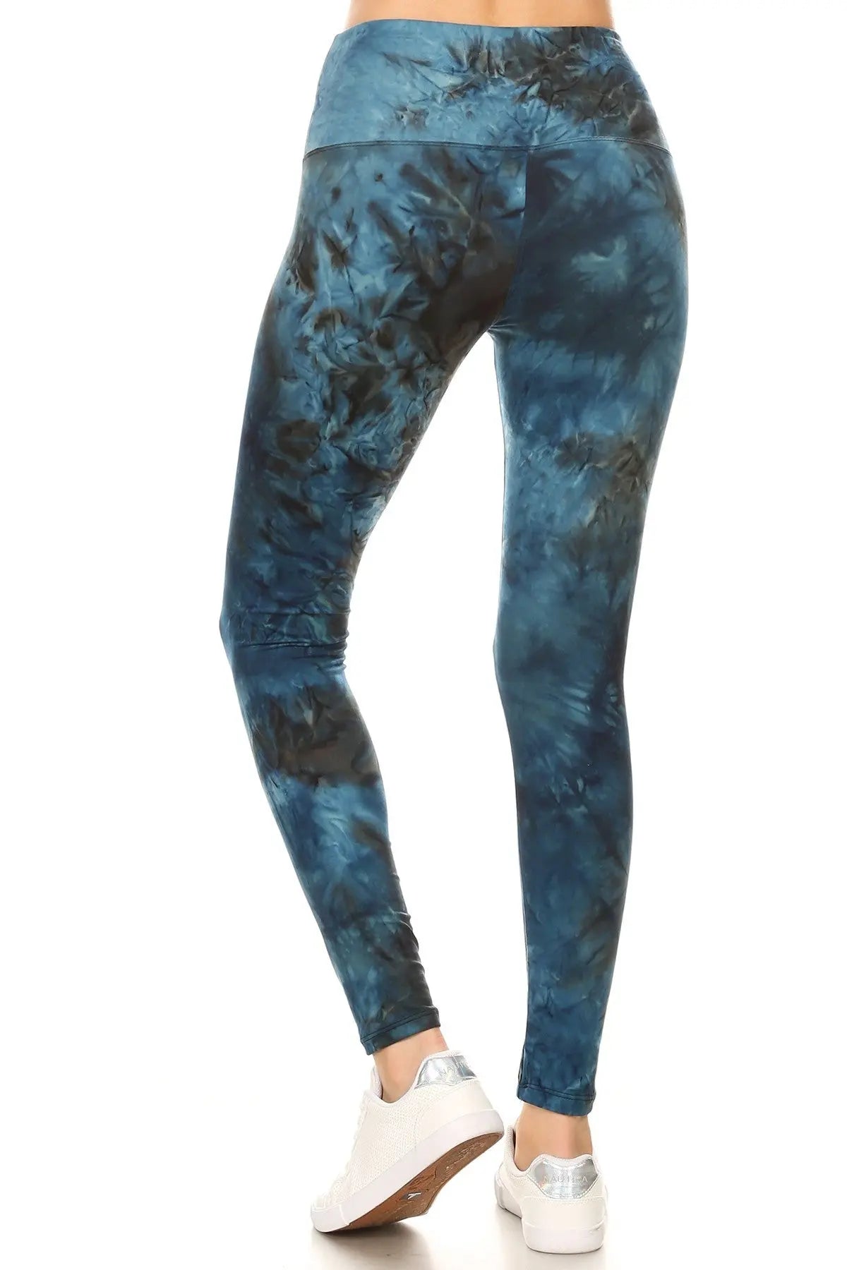 5-inch Long Yoga Style Banded Lined Tie Dye Printed Knit Legging With High Waist Sunny EvE Fashion