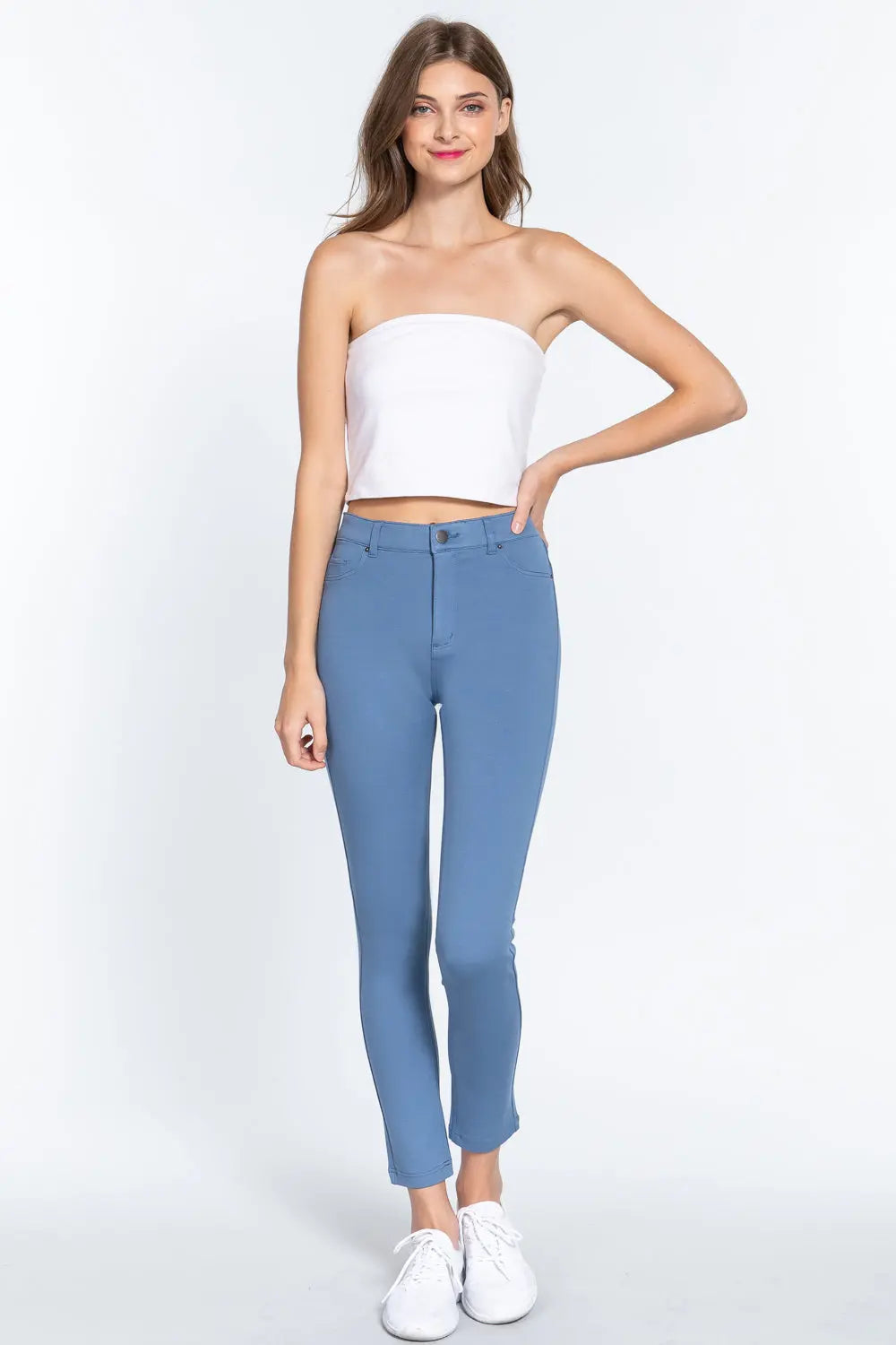 5-pockets Shape Skinny Ponte Mid-rise Pants Sunny EvE Fashion