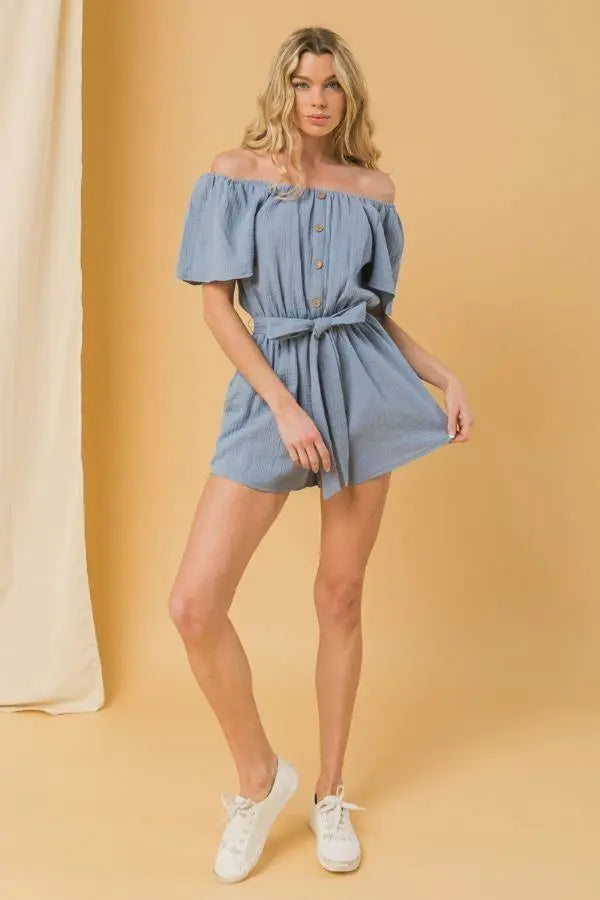 A Textured Woven Romper Sunny EvE Fashion