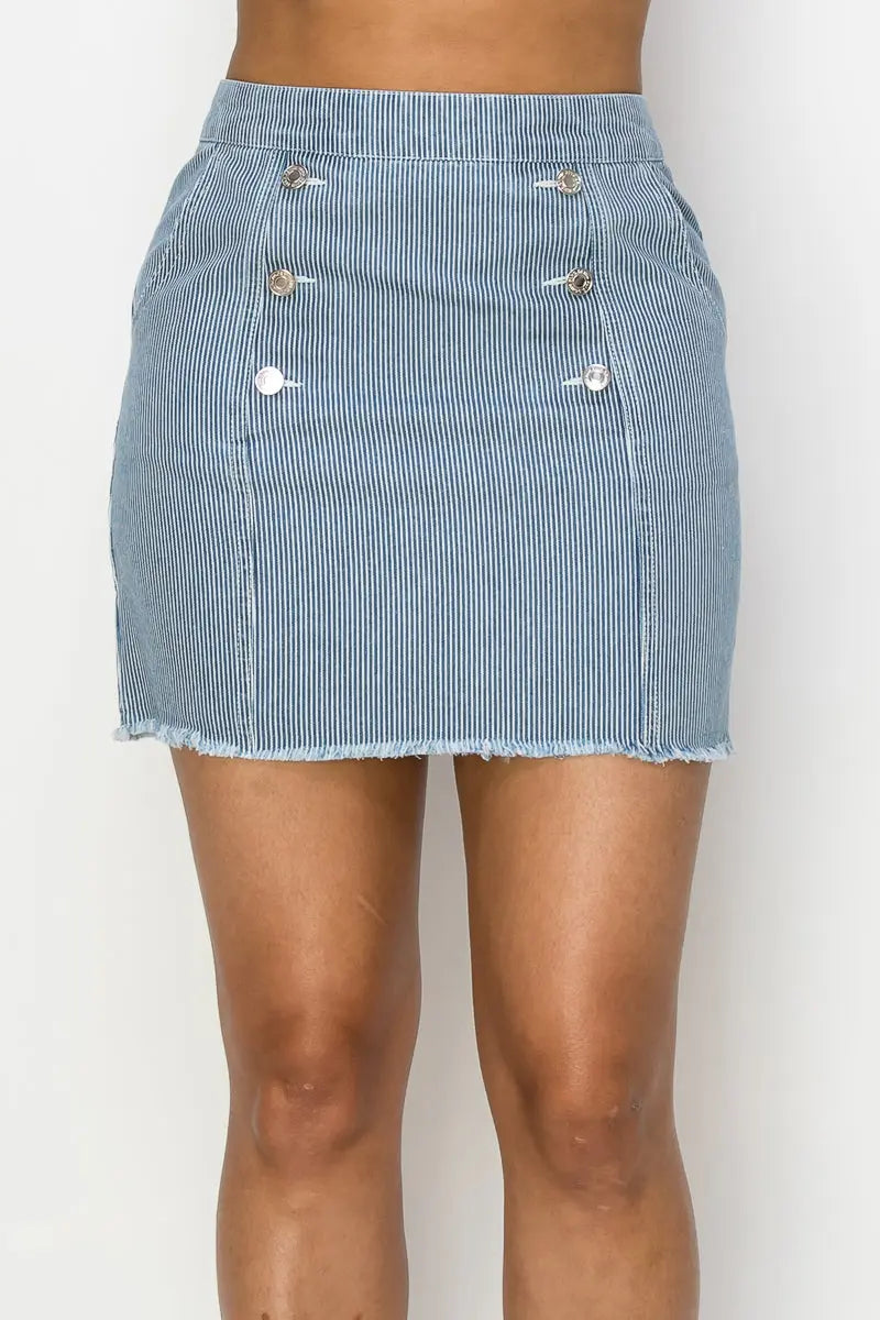 Button Frayed Denim Mini Skirt Sunny EvE Fashion