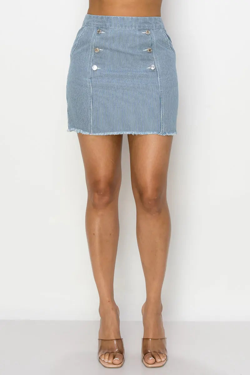 Button Frayed Denim Mini Skirt Sunny EvE Fashion