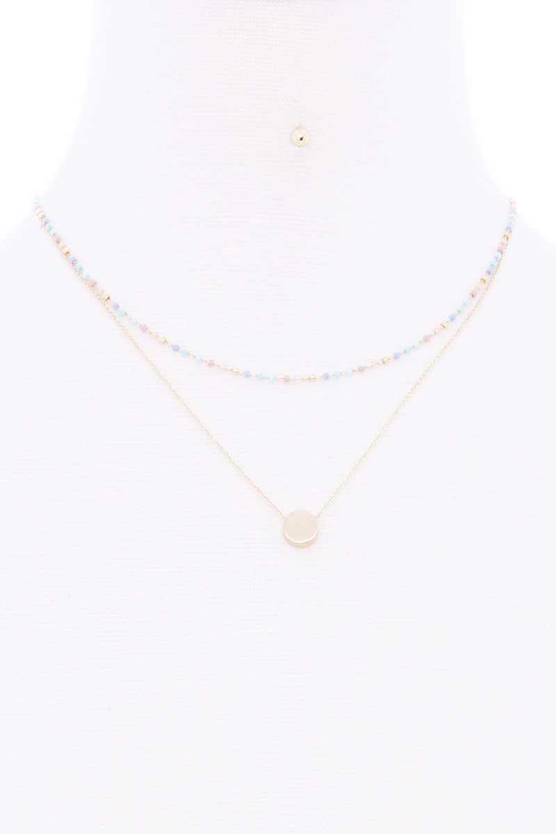 2 Layered Glass Bead Round Pendant Necklace Sunny EvE Fashion