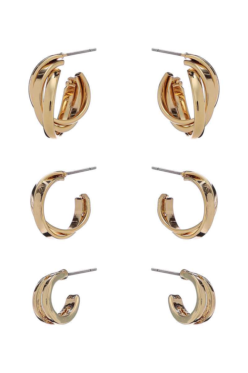 Basic Metal Mini Hoop 3 Pair Earring Set Sunny EvE Fashion