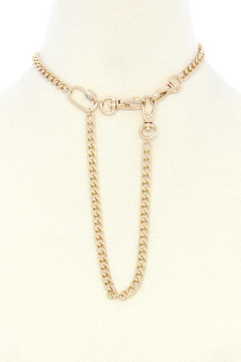 Oval Charm Curb Link Metal Necklace Sunny EvE Fashion