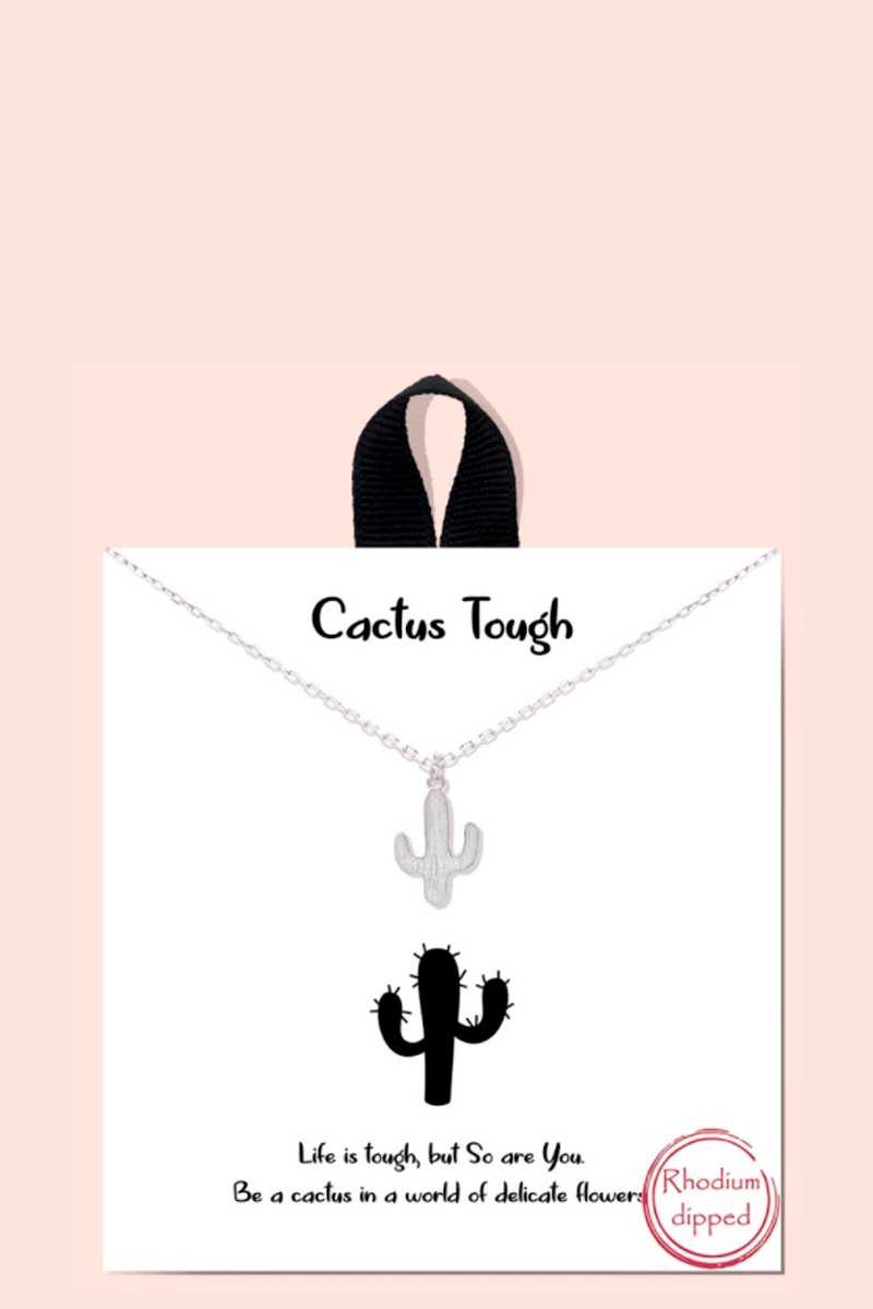 Cactus Tough Pendant Dainty Message Necklace Sunny EvE Fashion