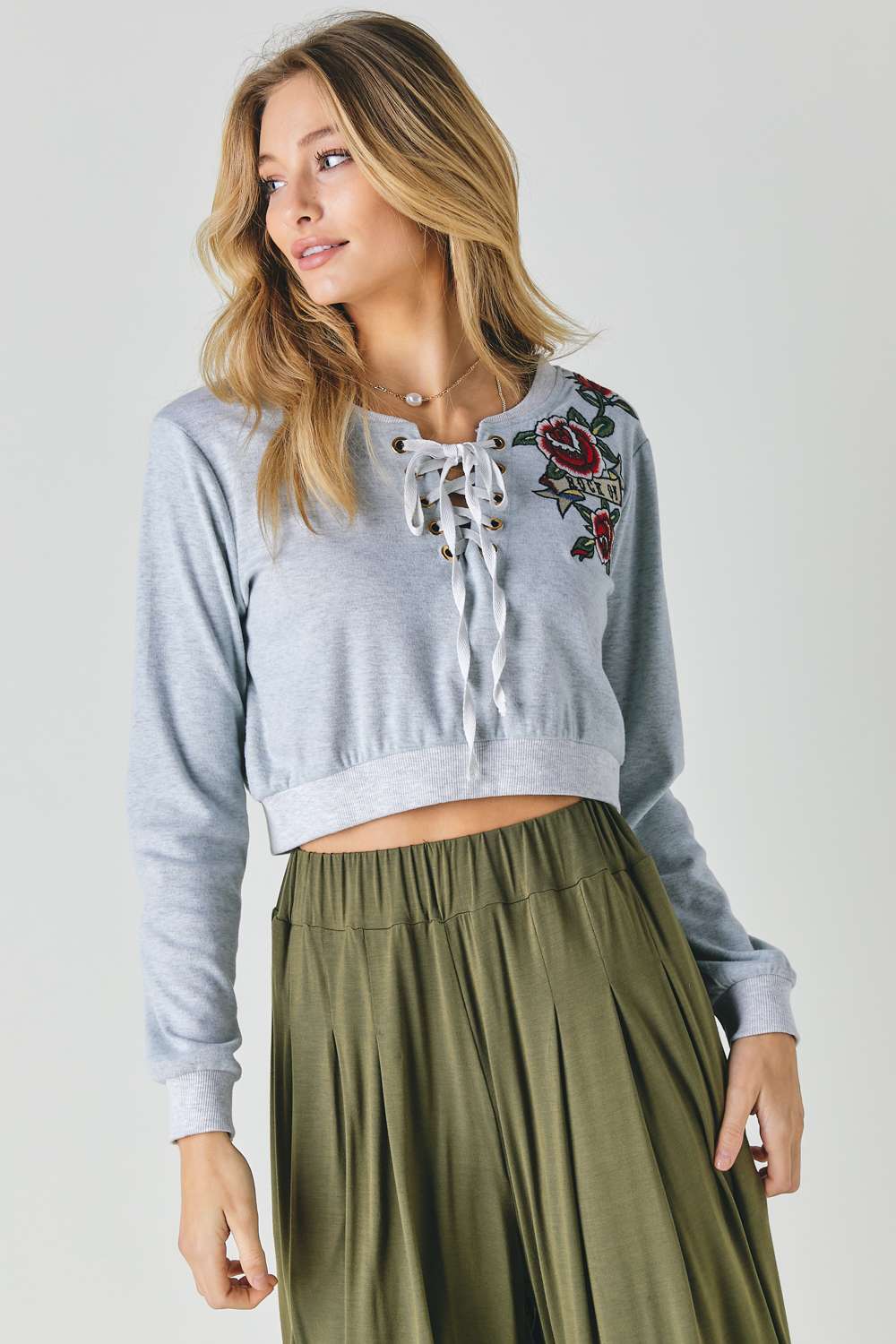 Floral Embroidered Cropped Sweatshirt Sunny EvE Fashion