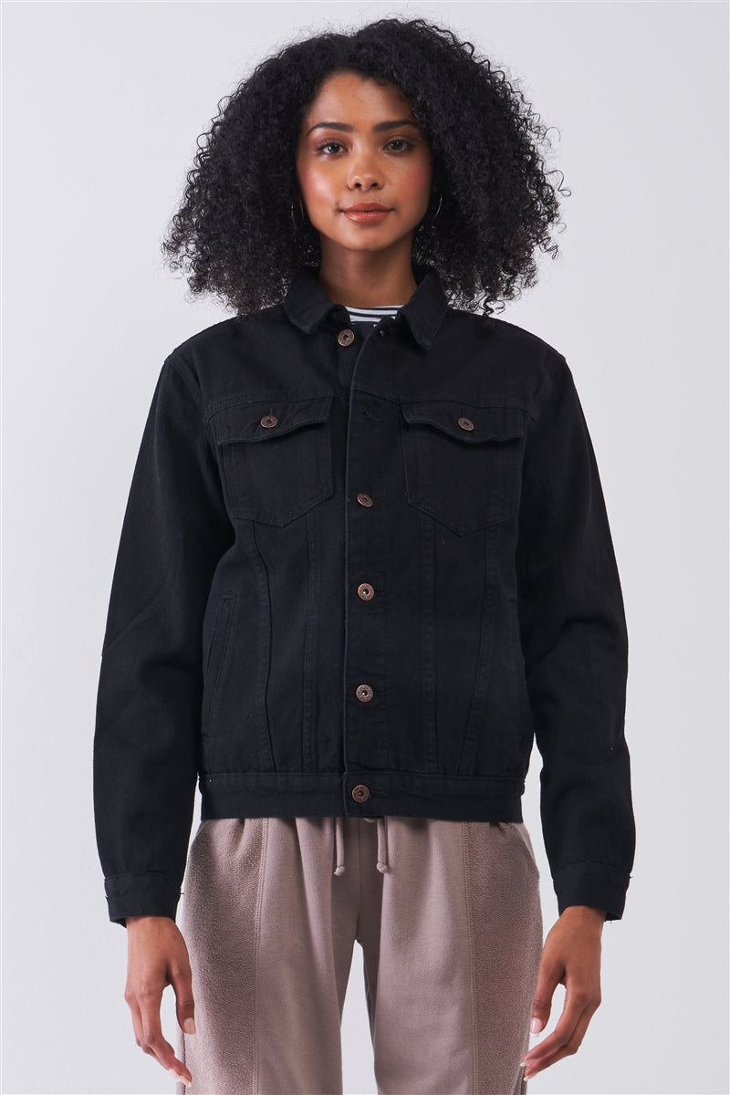 Black Oversized Long Sleeve Classic Denim Jacket Sunny EvE Fashion