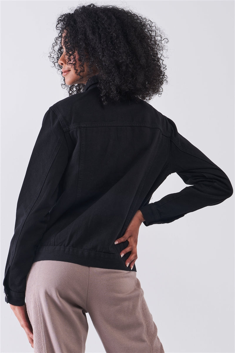Black Oversized Long Sleeve Classic Denim Jacket Sunny EvE Fashion
