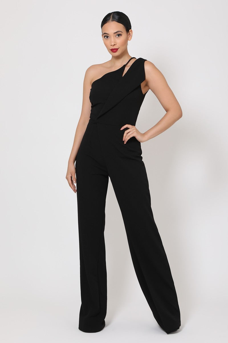 One Shoulder Jumpsuit W/ Small Opening Sunny EvE Fashion