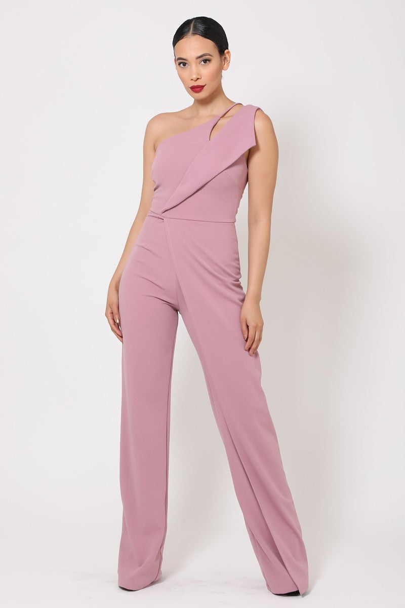 One Shoulder Jumpsuit W/ Small Opening Sunny EvE Fashion