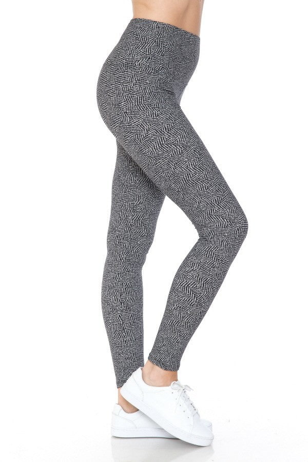 Yoga Style Banded Lined Multi Printed Knit Legging With High Waist Sunny EvE Fashion