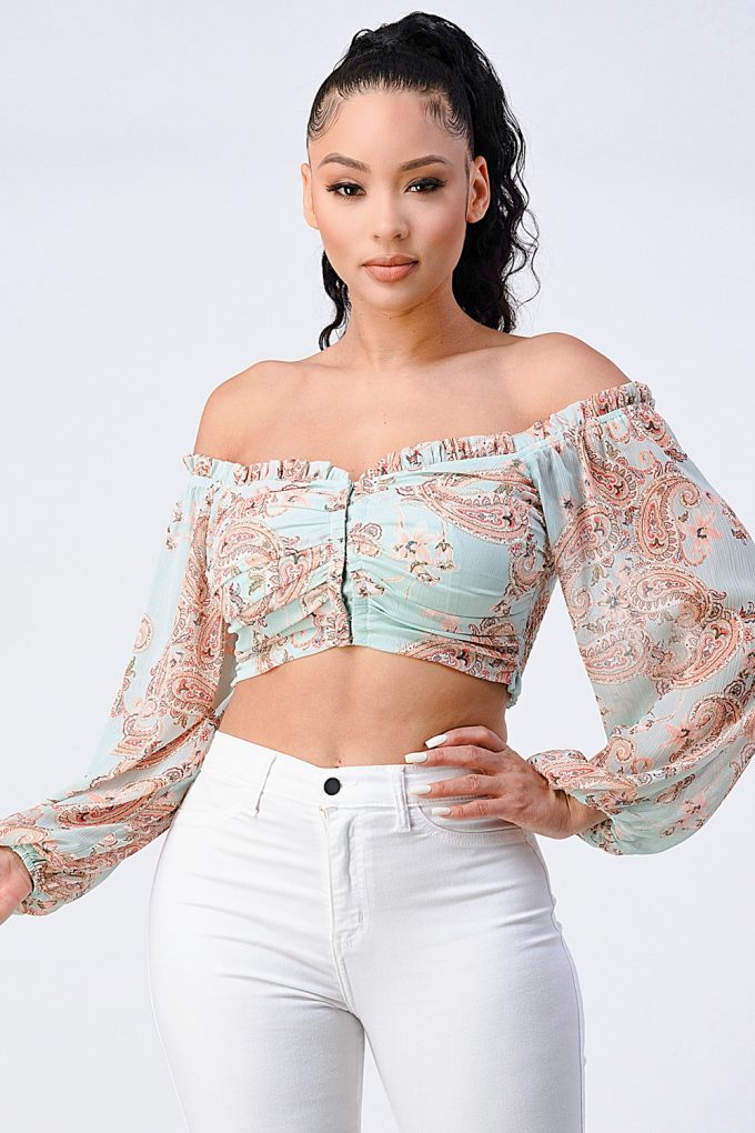 Boho Chic Off Shoulder Cropped Blouse Top Sunny EvE Fashion