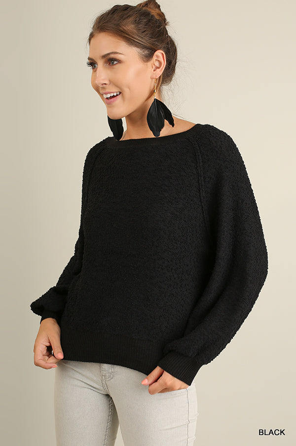 Puff Sleeve Boat Neck Sweater Sunny EvE Fashion