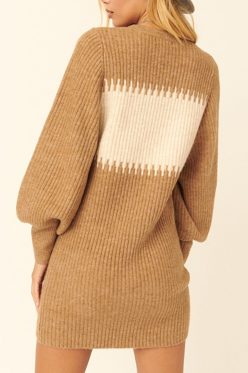 A Ribbed Knit Sweater Mini Dress Sunny EvE Fashion