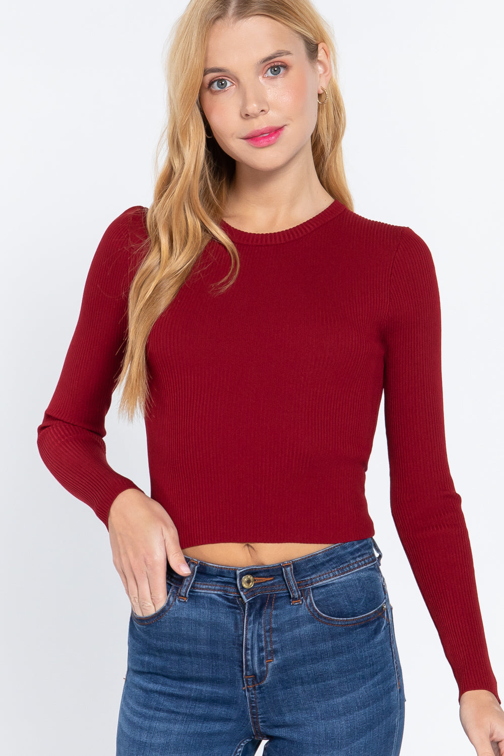 Long Slv Open Back Sweater Top Sunny EvE Fashion