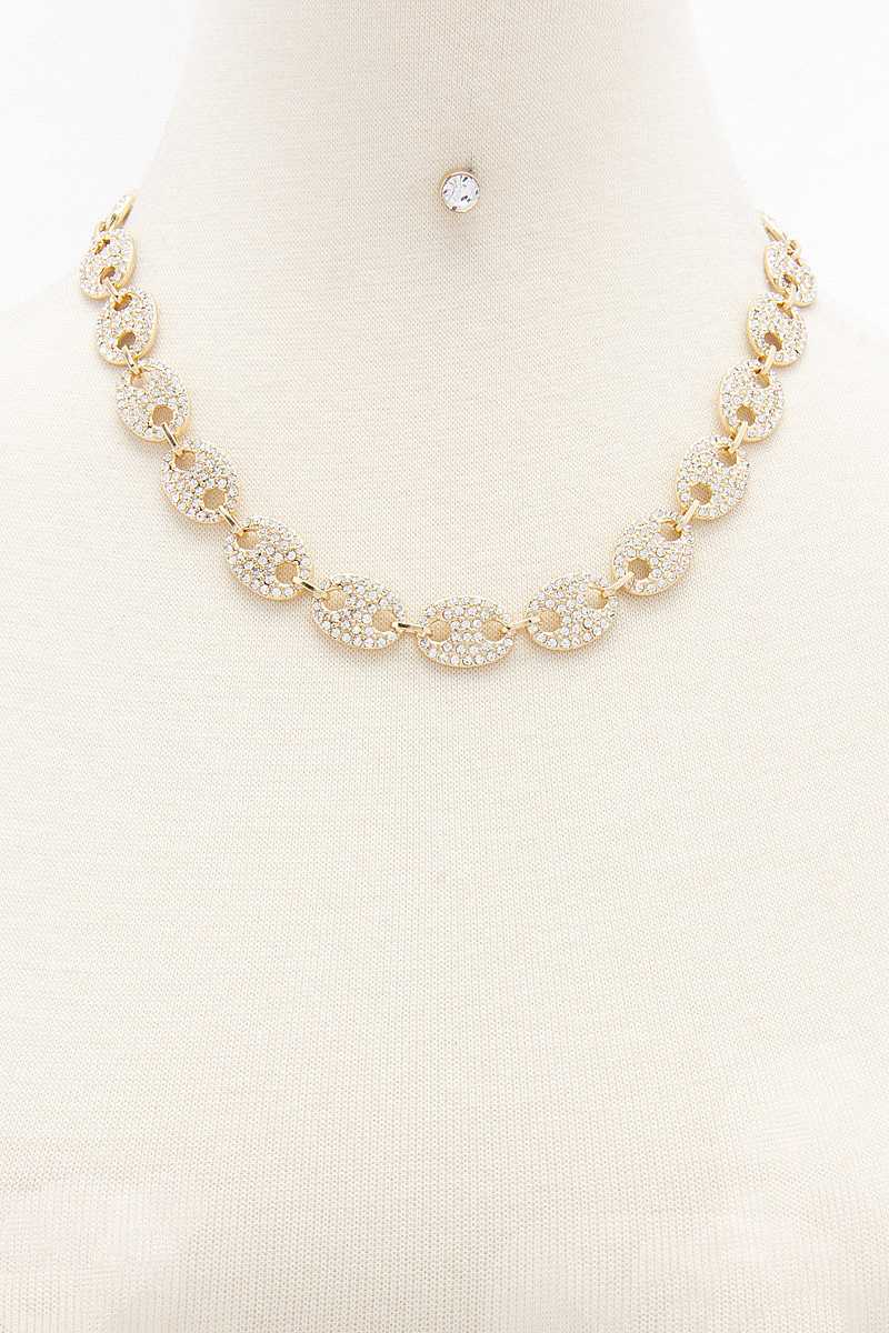 Rhinestone Chain Necklace Earring Set Sunny EvE Fashion