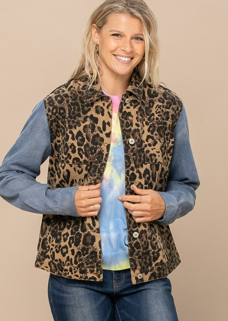 Leopard Printed Denim Jacket Sunny EvE Fashion