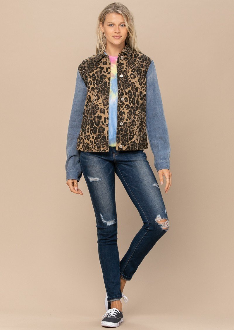 Leopard Printed Denim Jacket Sunny EvE Fashion