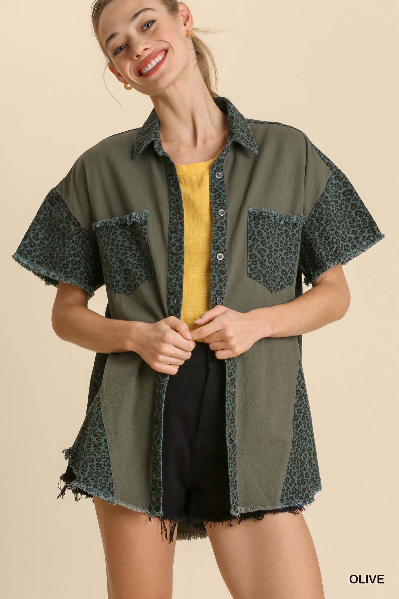 Mixed Animal Print Oversized Jacket With Chest Pockets Sunny EvE Fashion
