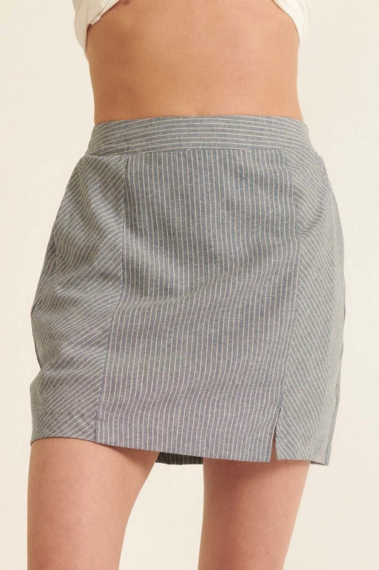 Banded Front Waist Pinstripe Mini Skirt Sunny EvE Fashion