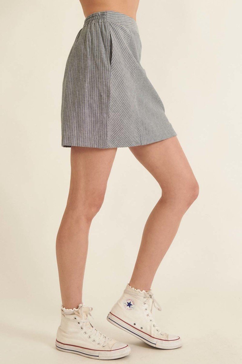 Banded Front Waist Pinstripe Mini Skirt Sunny EvE Fashion