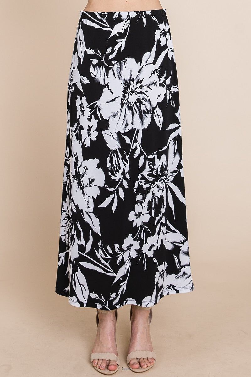 Floral Printed Maxi Skirt With Elastic Waistband Sunny EvE Fashion