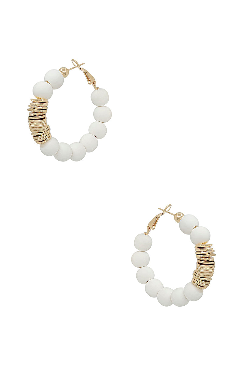 Clay Ball With Metal Accent Hoop Earring Sunny EvE Fashion