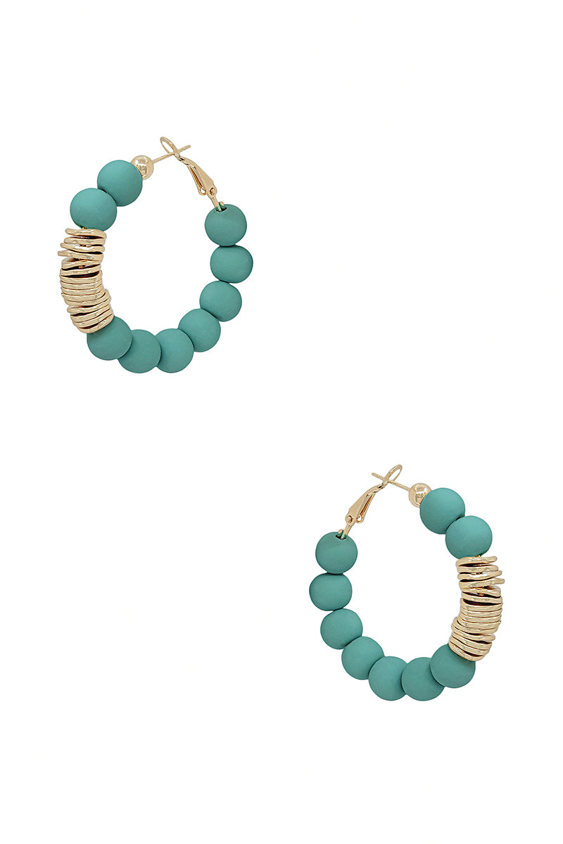 Clay Ball With Metal Accent Hoop Earring Sunny EvE Fashion