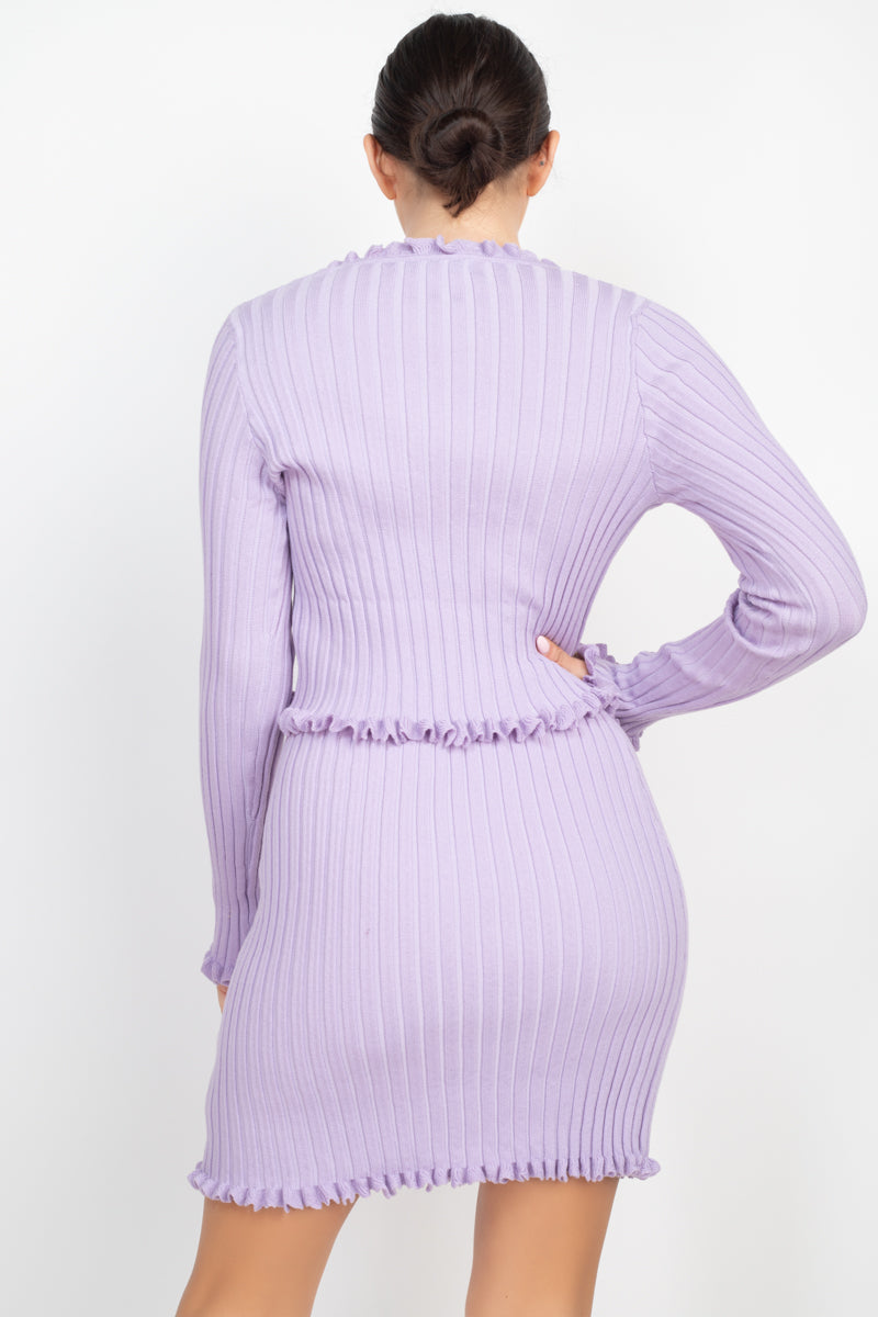 Ruffle Trim Buttoned Sweater Cardigan Sunny EvE Fashion