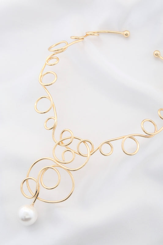 Pearl Swirl Metal Necklace Sunny EvE Fashion