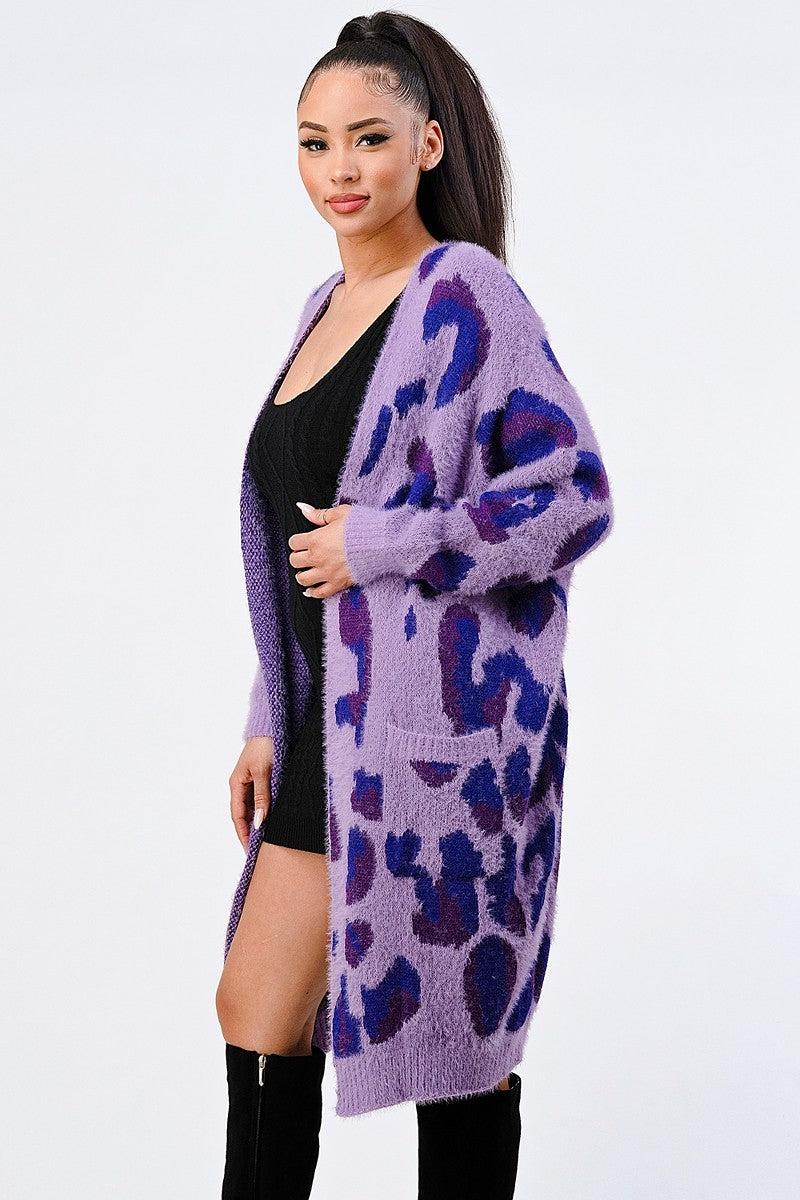 Leopard Angora Sweater Oversized Cardigan Sunny EvE Fashion