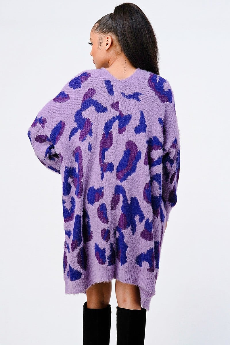 Leopard Angora Sweater Oversized Cardigan Sunny EvE Fashion