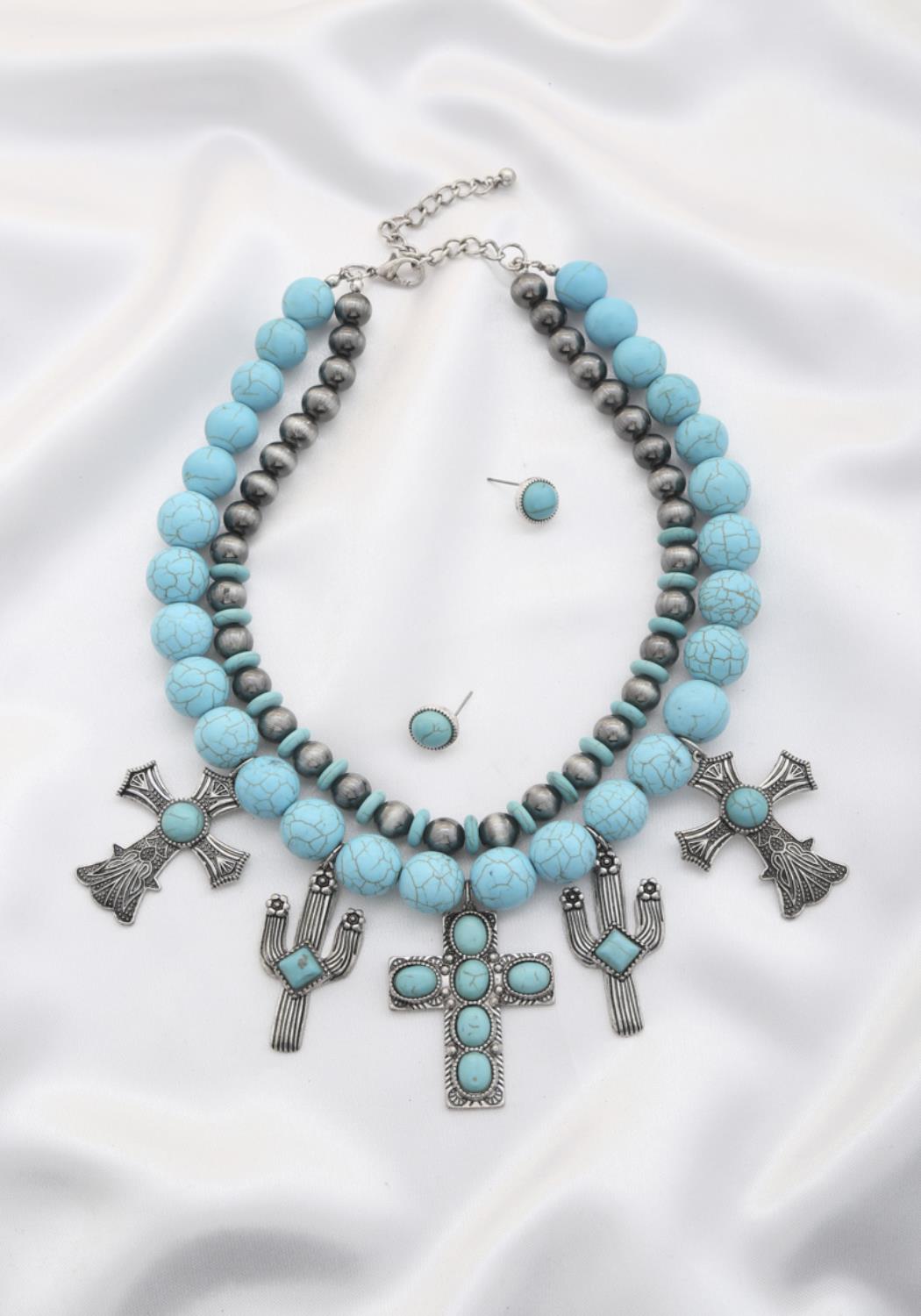 Rodeo western cross pendant beaded layered necklace Sunny EvE Fashion