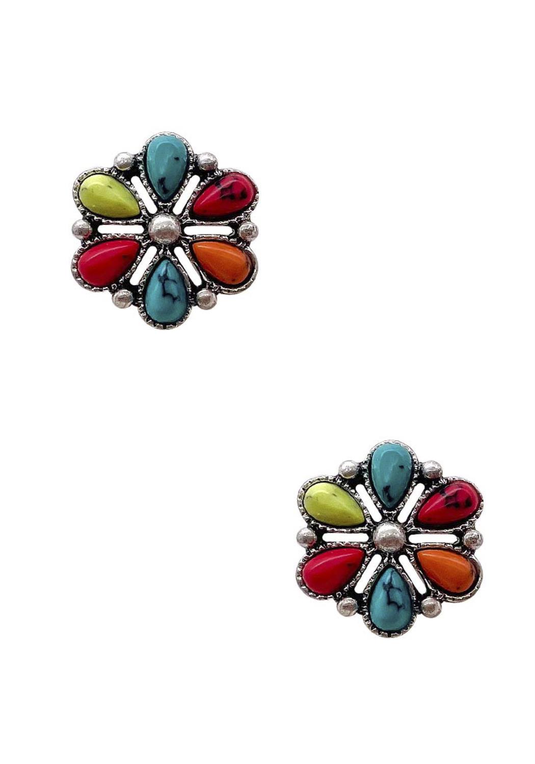 Rodeo western style flower stone earring Sunny EvE Fashion