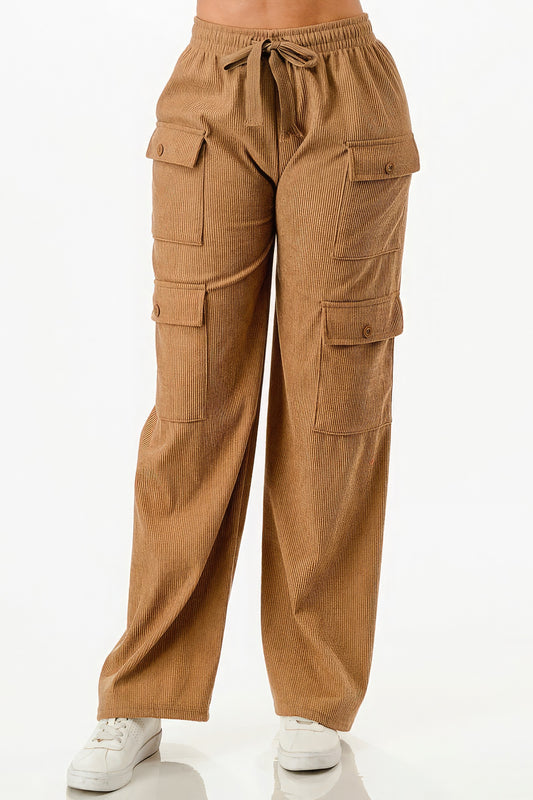 Solid Corduroy Cargo Pants Sunny EvE Fashion