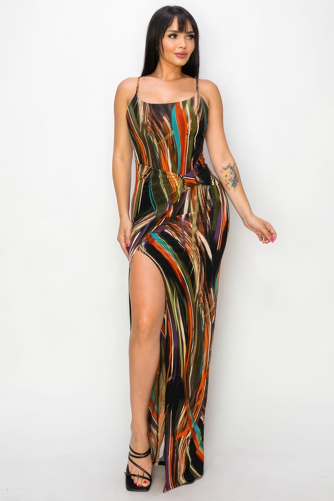 Split Thigh Multicolor Long Dress Sunny EvE Fashion